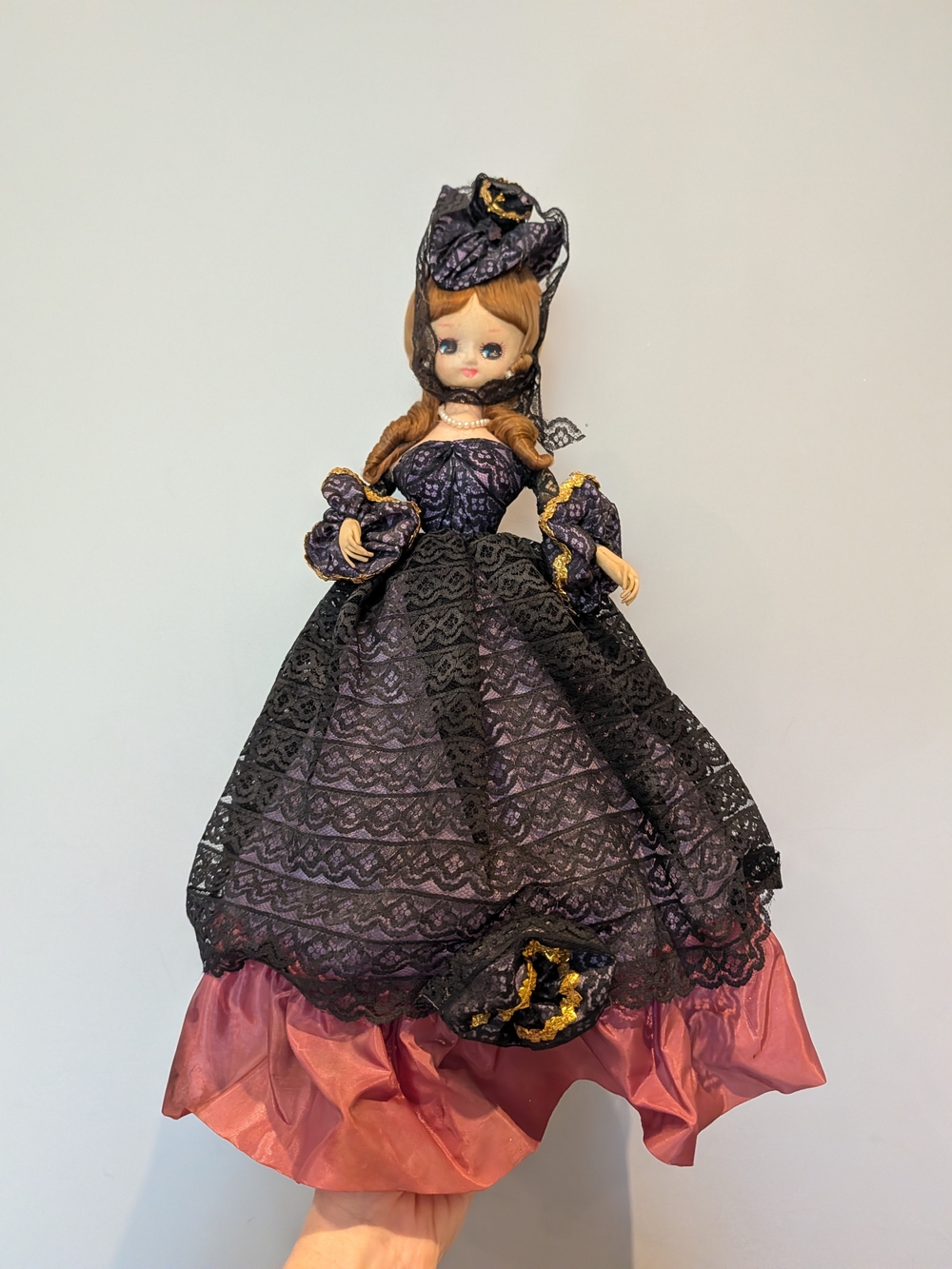 Vintage Bradley doll Black & Purple Lace Doll Dress Toy